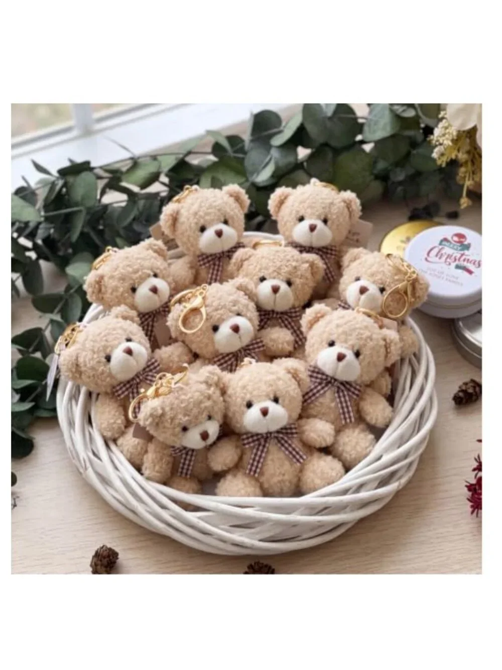 Set of 6 Cute Bear Plush Keychains Stuffed Bag Charms